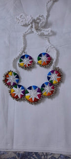 Stunning handmade Kutch Glass work necklace with matching glass work earrings