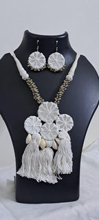 Stunning handmade Kutch Glass work necklace with matching glass work earrings