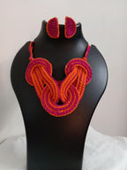 Celtic knot thread necklace with matching thread earrings.