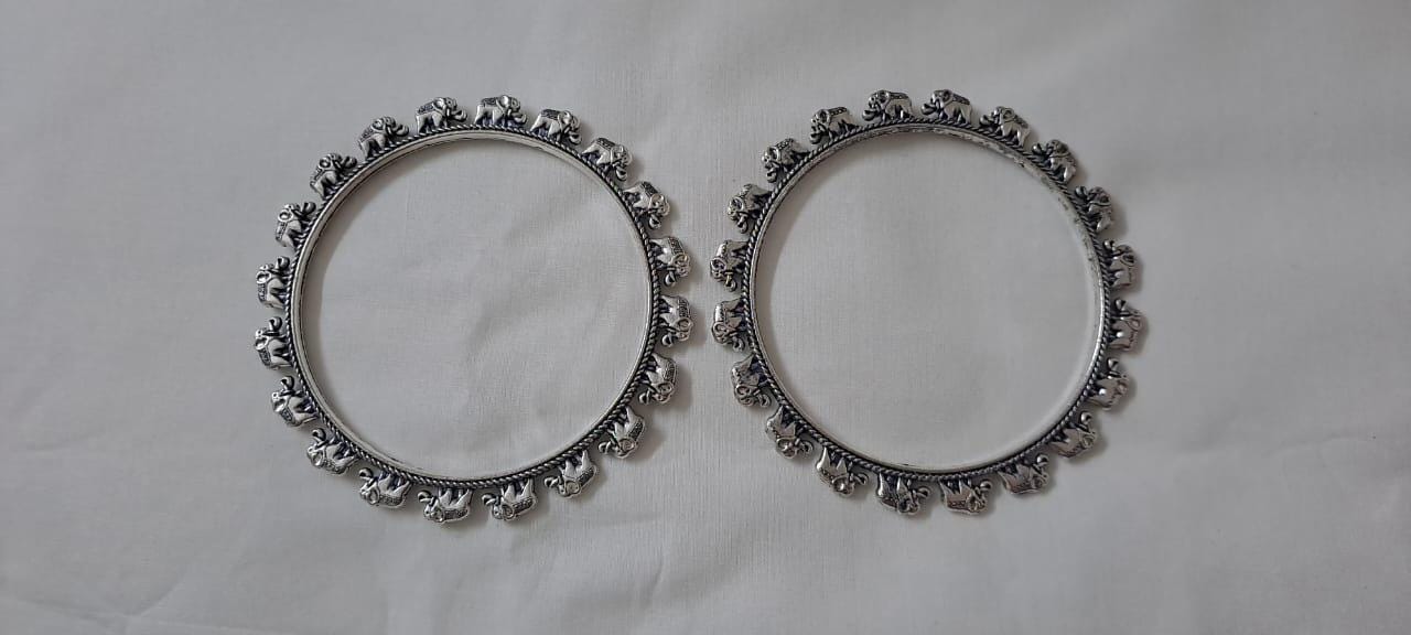 Traditional silver oxidised bangles