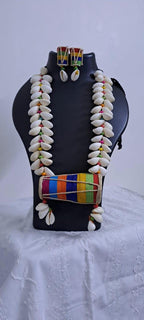 Sea shell necklace with dholak pendant n matching dholak earrings