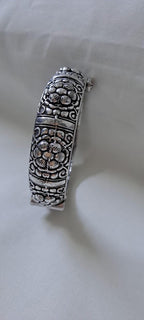 Silver oxidised bracelet/kada