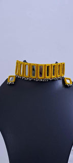 Kutchwork glasswork necklace set with matching earrings