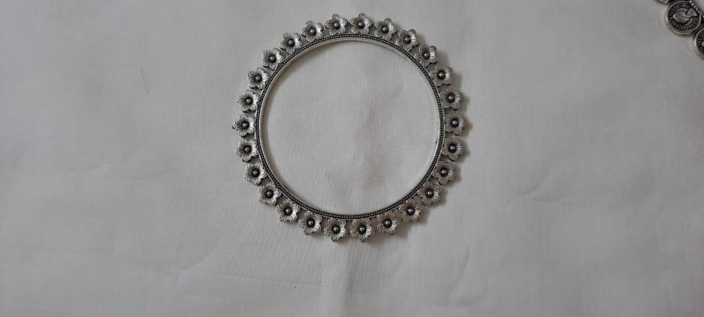 Combo offer of 3 single traditional silver oxidised bangles
