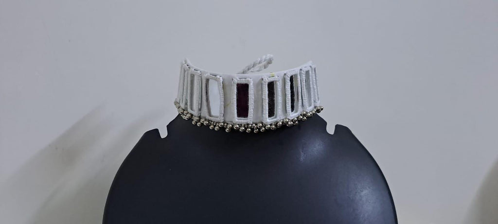 Kutchwork glass necklace set with matching earrings
