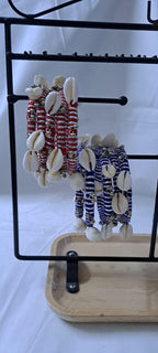 Blue and red colour traditional zari thread and kori bangles (set of 10 bangles)
