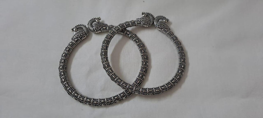 Traditional silver oxidised bangles
