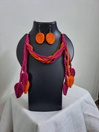 Exclusive n unique crochet leaf necklace set with matching earrings