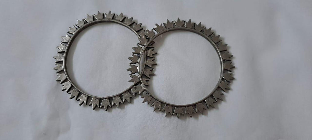 Traditional silver oxidised bangles