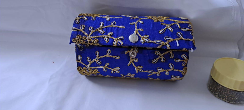 Purple colour traditional thread kundan bangles with zari bangle box