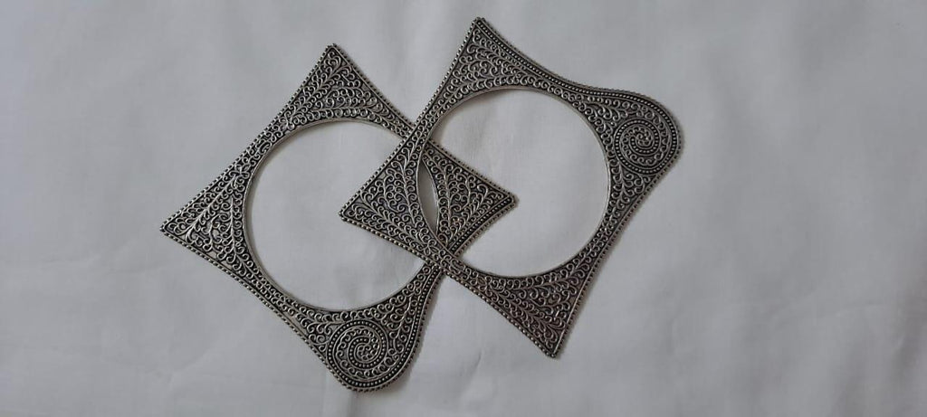 Traditional silver oxidised bangles