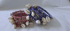 Blue and red colour traditional zari thread and kori bangles (set of 10 bangles)