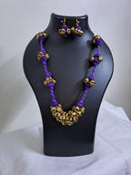 Elegant Thread necklace with trinkets n matching earrings
