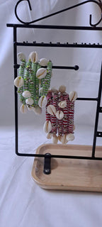 Red and green colour traditional zari thread and kori bangles (set of 10 bangles)