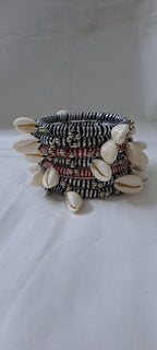 Black and red colour traditional zari thread and kori bangles (set of 7 bangles)