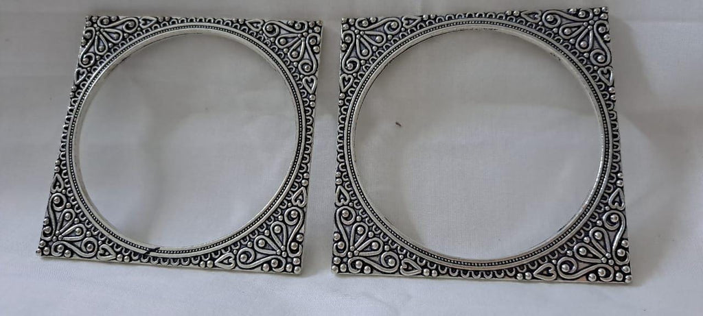 Traditional silver oxidised bangles