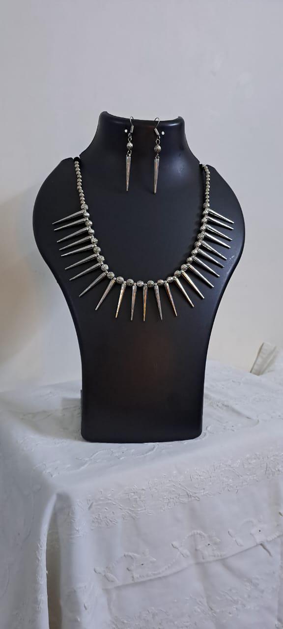 Combo offer for silver  and golden oxidised necklace set with matching earrings.
