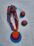Handmade crochet necklace set with matching earrings