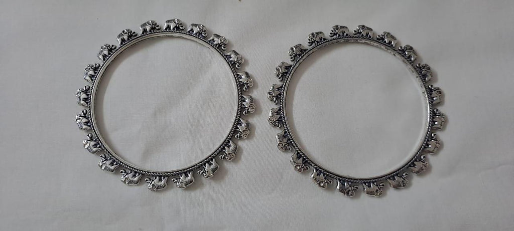 Traditional silver oxidised bangles