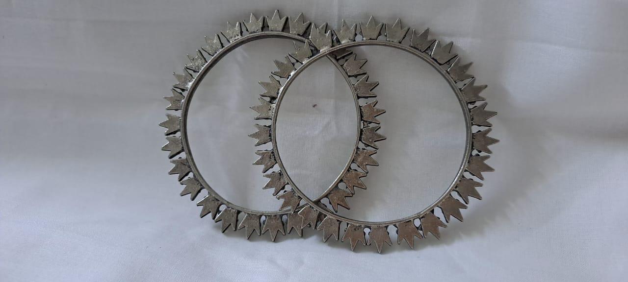 Traditional silver oxidised bangles