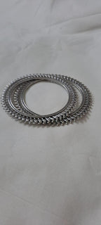Traditional silver oxidised bangles with birds border.
