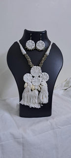 Stunning handmade Kutch Glass work necklace with matching glass work earrings