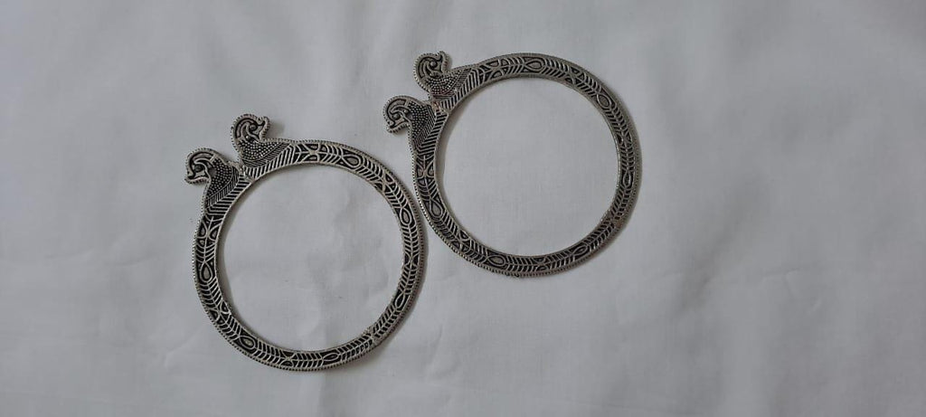 Traditional silver oxidised bangles