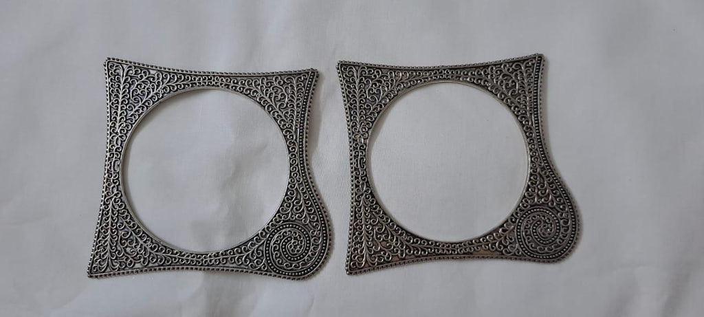 Traditional silver oxidised bangles