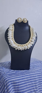 Exclusive jute n shell necklace and matching earrings