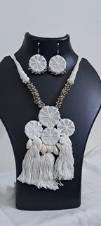 Stunning handmade Kutch Glass work necklace with matching glass work earrings