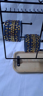 Grey colour traditional thread kundan bangles with zari bangle box