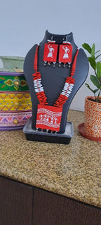 Handpainted fabric set with shell beads