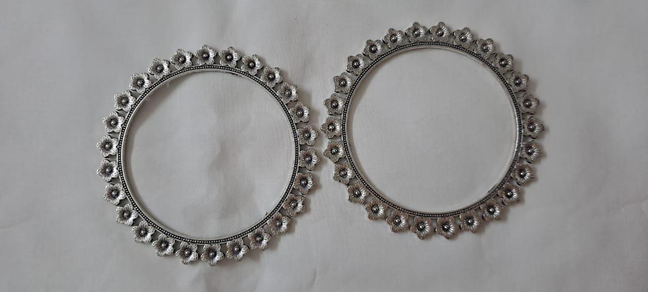 Traditional silver oxidised bangles