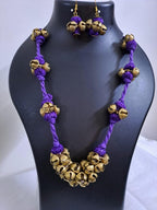 Elegant Thread necklace with trinkets n matching earrings