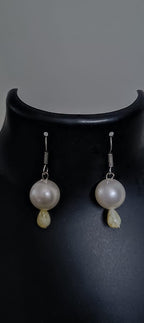 Offwhite braided thread necklace with pearl n pearl danglers