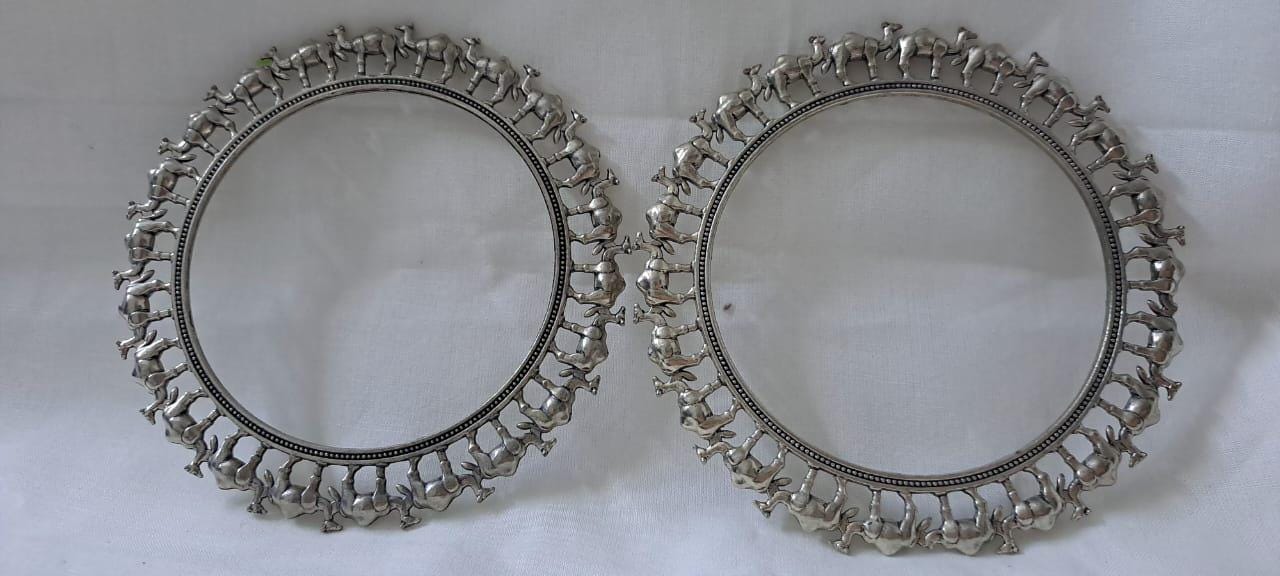 Traditional silver oxidised bangles