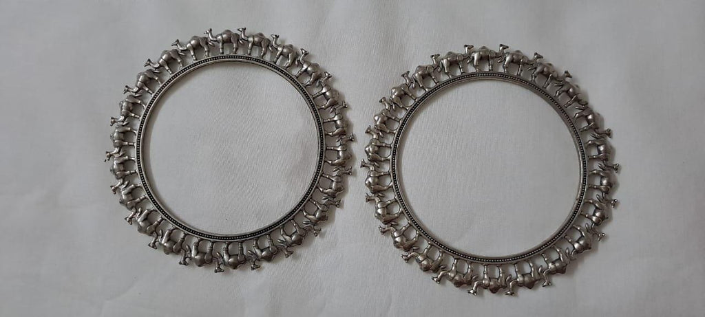 Traditional silver oxidised bangles