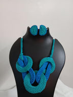 Celtic knot thread necklace with matching thread earrings.