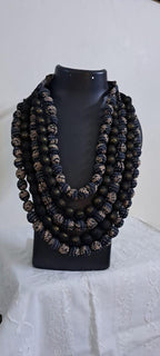 Exclusive multi-layered grey fabric necklace
