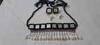 Handmade Kutch Glass work choker necklace with beads n shell fringes and glass work earrings