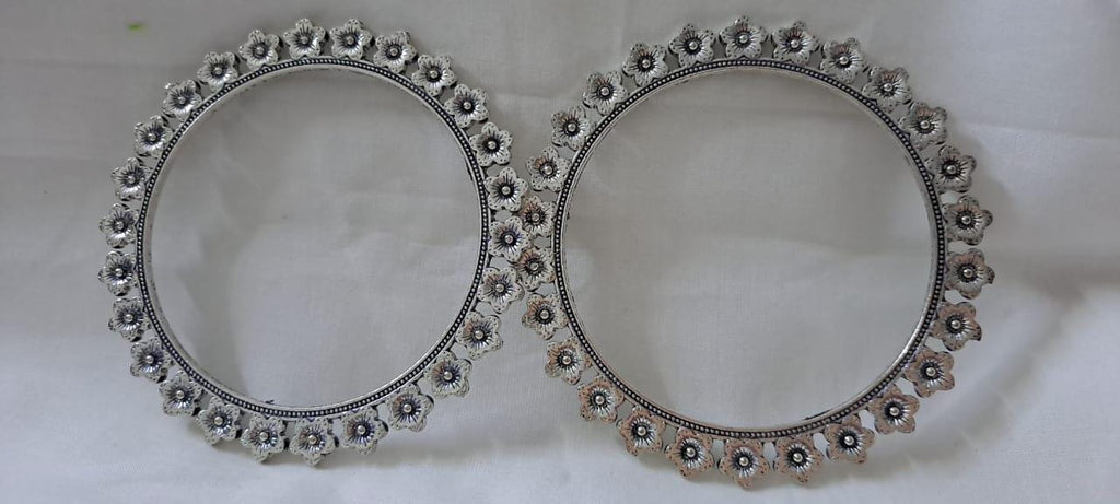 Traditional silver oxidised bangles