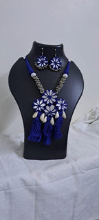 Stunning handmade Kutch Glass work necklace with matching glass work earrings
