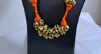 Orang thread necklace set with trinkets n matching earrings