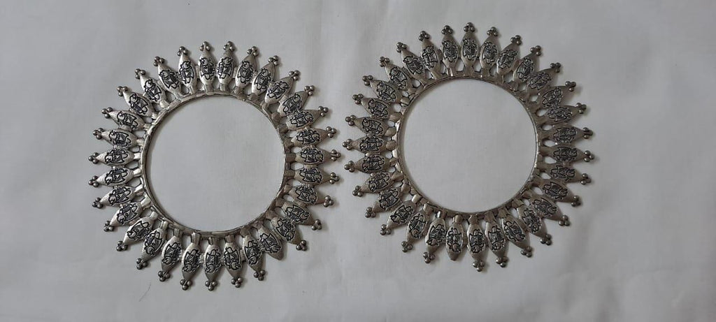 Traditional silver oxidised bangles