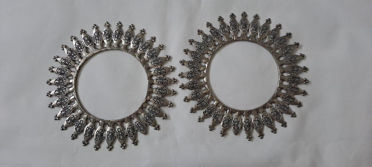 Traditional silver oxidised bangles