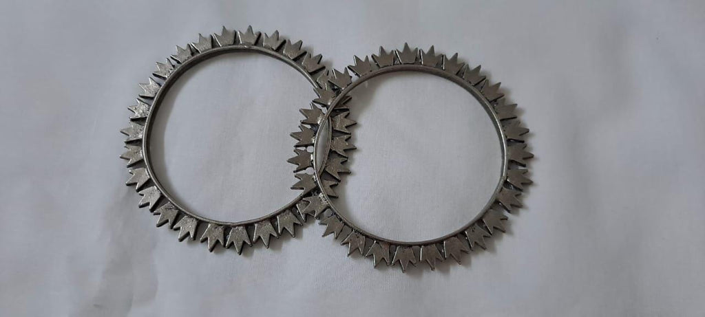 Traditional silver oxidised bangles