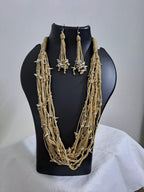 Exclusive handmade thread jewellery necklace set with silver Oxidised small birds n matching earrings