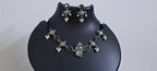 Exclusive silver oxidised lstone necklace with radha krishna pendant with matching earrings