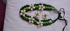 Exclusive multi-layered green fabric necklace with shells n matching earrings