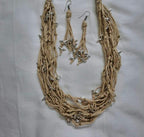 Exclusive handmade thread necklace set with silver oxidised bird beads and matching earrings